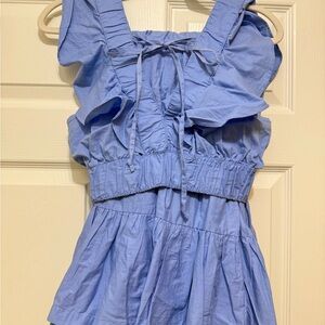 Light Blue Ruffle Tie-Front Set